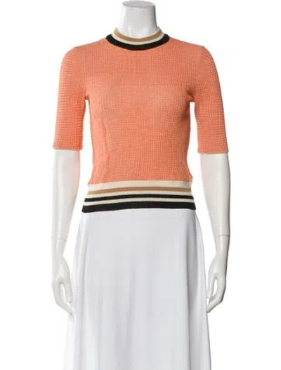 Pre-owned Carven Striped Crew Neck Sweater In White