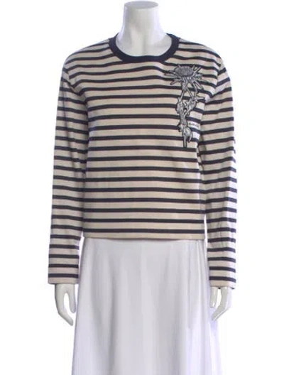 Pre-owned Carven Striped Crew Neck Top In Neutral