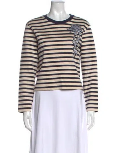 Pre-owned Carven Striped Crew Neck Top In Neutral
