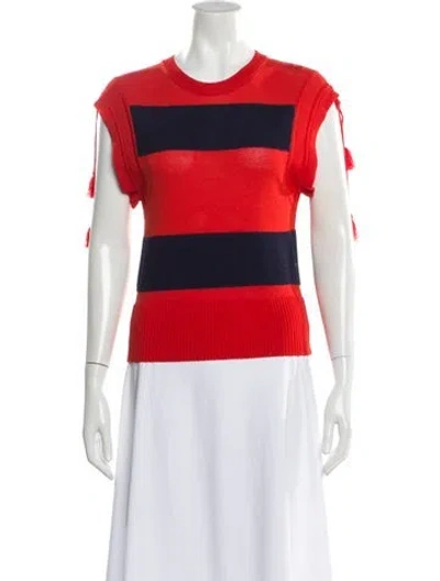 Pre-owned Carven Striped Crew Neck Top In Orange