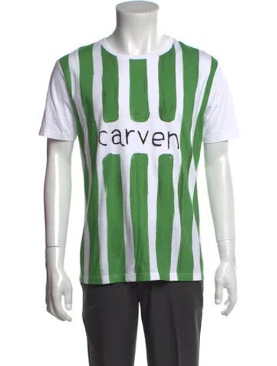 Pre-owned Carven Striped Crew Neck T-shirt In Green