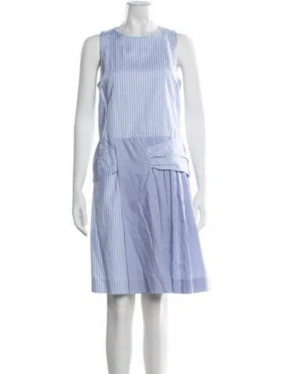 Pre-owned Carven Striped Knee-length Dress In Blue