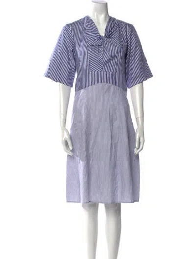 Pre-owned Carven Striped Knee-length Dress W/ Tags In Blue