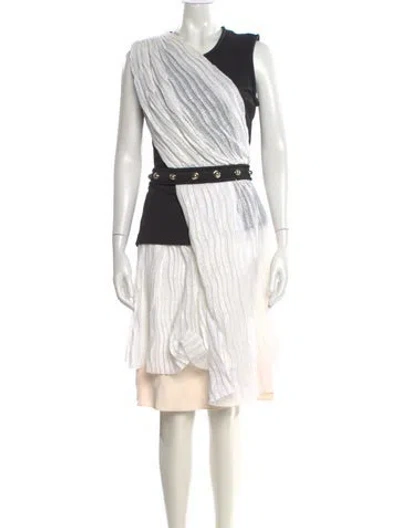 Pre-owned Carven Striped Knee-length Dress In White