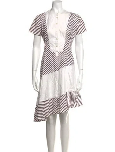 Pre-owned Carven Striped Knee-length Dress In White