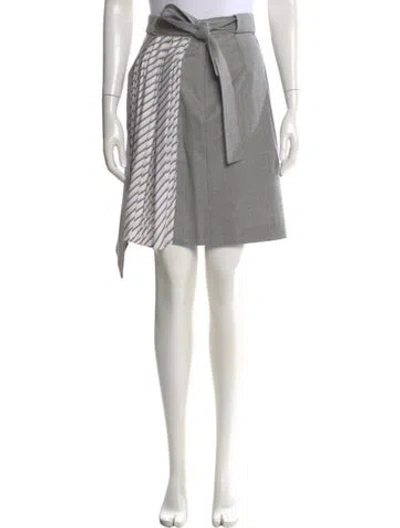 Pre-owned Carven Striped Knee-length Skirt In Gray