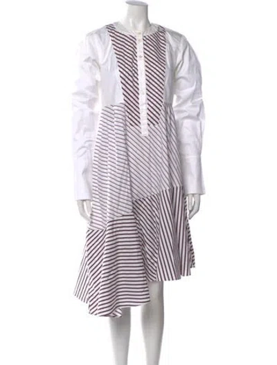 Pre-owned Carven Striped Midi Length Dress In Neutrals