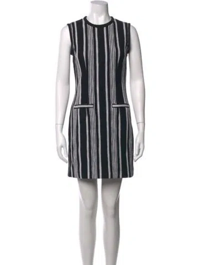 Pre-owned Carven Striped Mini Dress In Black