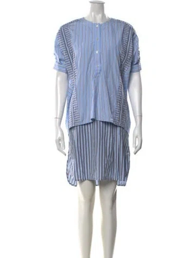 Pre-owned Carven Striped Mini Dress In Blue
