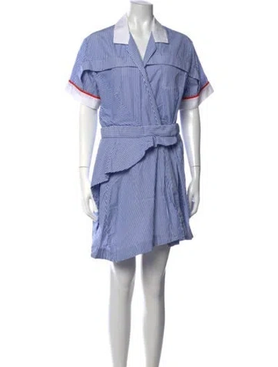 Pre-owned Carven Striped Mini Dress In White