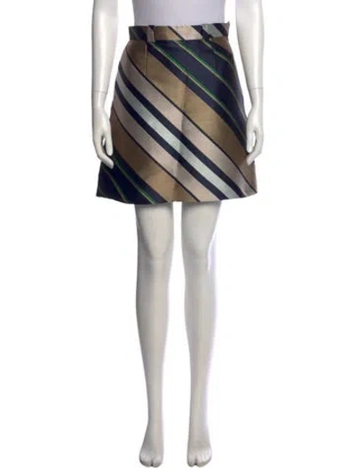 Pre-owned Carven Striped Mini Skirt In Pink