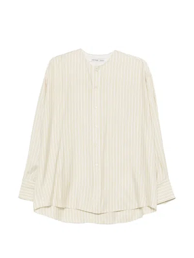 Carven Striped-pattern Collarless Shirt In Neutral