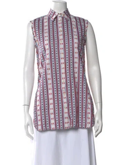 Pre-owned Carven Striped Sleeveless Button-up Top In Multi