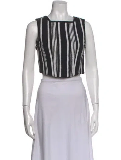 Pre-owned Carven Striped Square Neckline Crop Top In Black