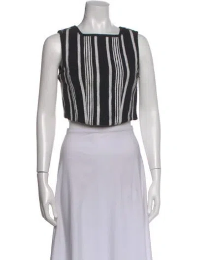 Pre-owned Carven Striped Square Neckline Crop Top In Black
