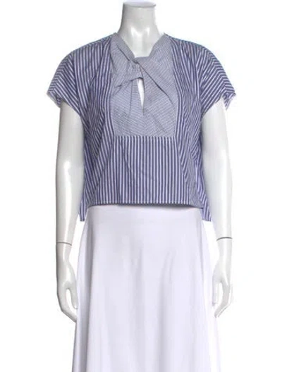 Pre-owned Carven Striped V-neck Top In Multi
