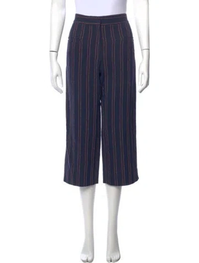 Pre-owned Carven Striped Wide Leg Pants In Blue