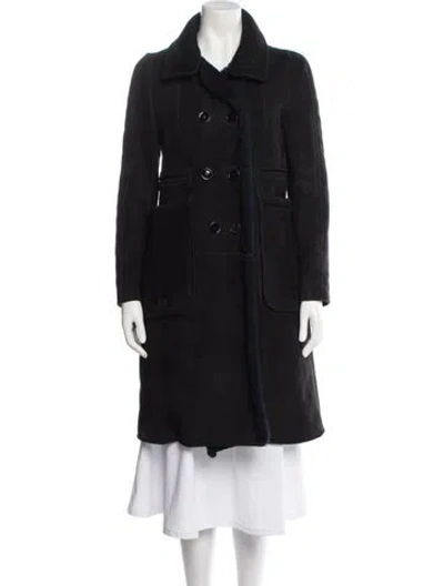 Pre-owned Carven Suede Fur Coat In Black