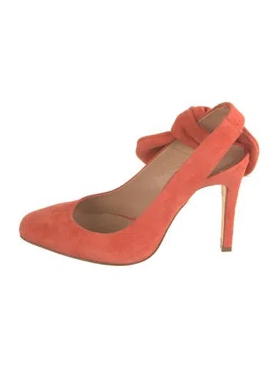 Pre-owned Carven Suede Slingback Pumps In Orange