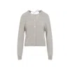 Carven Cashmere Button-up Sweater With Delicate Tie Detail In Beige