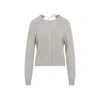 Carven Cashmere Button-up Sweater With Delicate Tie Detail In Beige