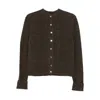 Carven Long-sleeved Knitted Cardigan In Brown