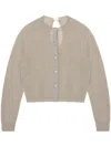Carven Cashmere Button-up Sweater With Delicate Tie Detail In Neutral