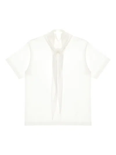 Carven Scarf-collar Cotton T-shirt In White