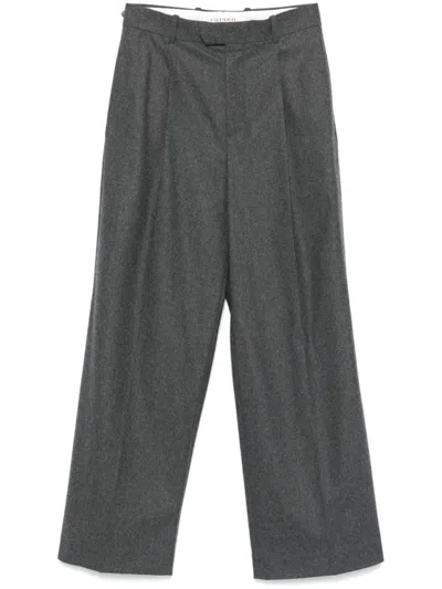 Carven Tailored Wide-leg Trousers In Anthracite Grey Wool