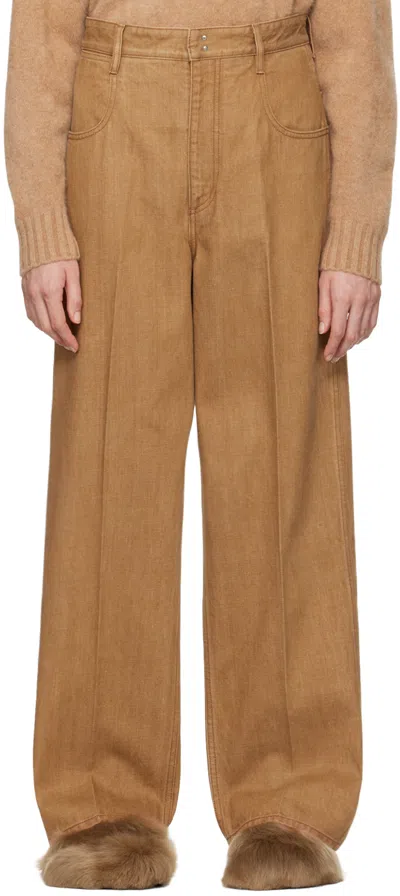 Carven Tan 5-pocket Trousers In Camel