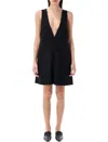 Carven Cashmere Sleeveless V-neck Dress With Side Slit Pockets