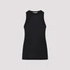 Carven Sleeveless Silk Top With High Neckline In Deep Black