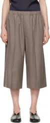 Carven Taupe Elastic Waist Shorts In Toffee Melange