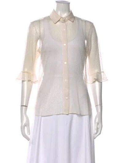 Pre-owned Carven Three-quarter Sleeve Button-up Top In Pink