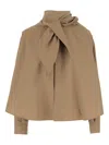 Carven Tie-neck Cotton Blouse In Neutral