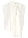 Carven White Sleeveless V Neck Top In White