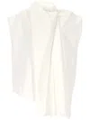 Carven White Sleeveless V Neck Top In White