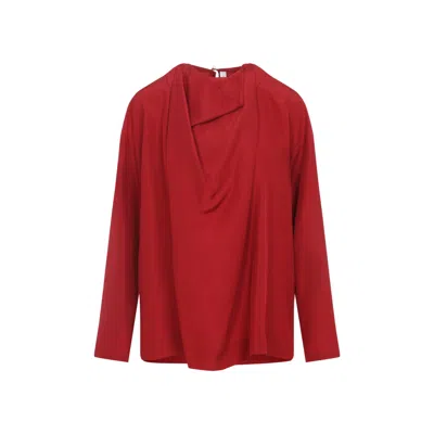 Carven Draped V-neck Blouse In Brown