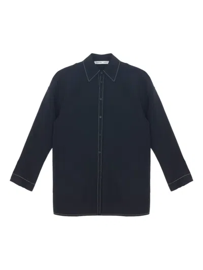 Carven Topstitch Shirt In Black