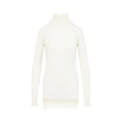 CARVEN CARVEN TURTLE NECK UNDERPINNING ECRU WOOL PULLOVER