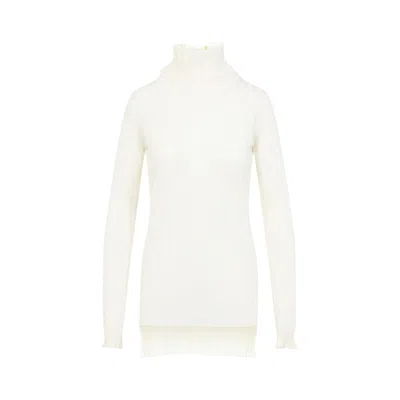 CARVEN TURTLE NECK UNDERPINNING ECRU WOOL PULLOVER