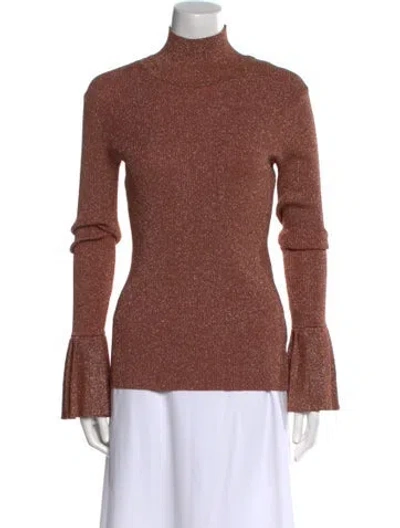 Pre-owned Carven Turtleneck Long Sleeve Top In Brown