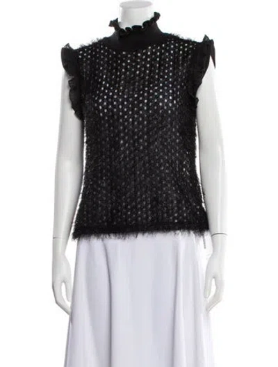 Pre-owned Carven Turtleneck Sleeveless Top In Black