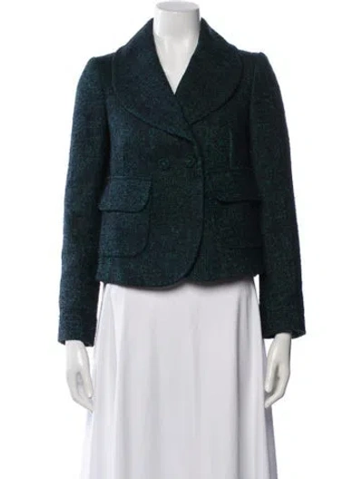 Pre-owned Carven Tweed Pattern Blazer In Green