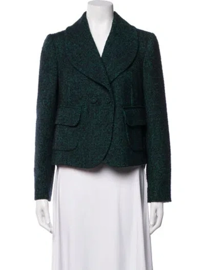 Pre-owned Carven Tweed Pattern Blazer In Green