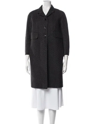 Pre-owned Carven Tweed Pattern Coat In Black