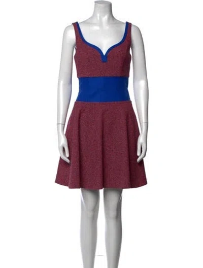 Pre-owned Carven Tweed Pattern Mini Dress In Red