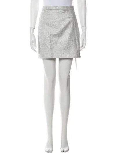 Pre-owned Carven Tweed Pattern Mini Skirt In Metallic/silver