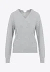 Carven V-neck Cashmere Sweater In Gray