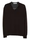 Carven V-neck Cashmere Sweater In Brown